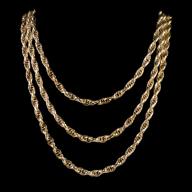 Vintage Chain Triple Strand Link Necklace