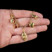 Vintage Charm Necklace 18Ct Gold Gilt Silver Chain Circa 1947