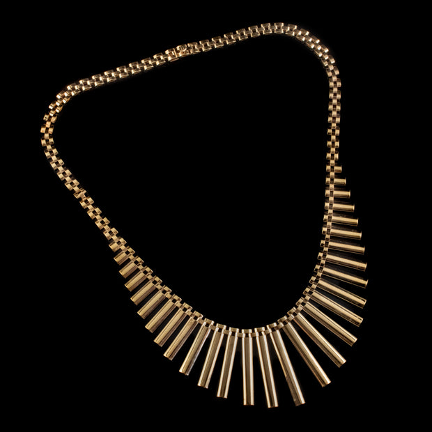 Vintage Cleopatra Fringe Necklace 9Ct Yellow Gold