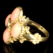 Vintage Coral Diamond Ring 9Ct Gold