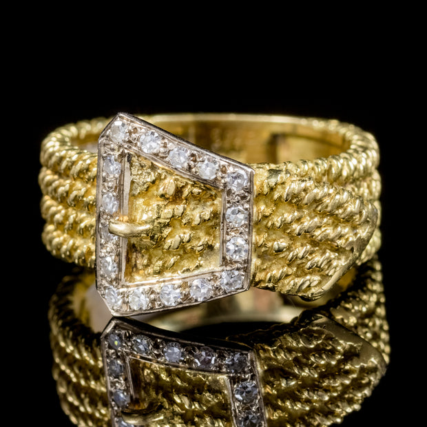 Art Deco Diamond Buckle Ring Solid 18Ct Gold