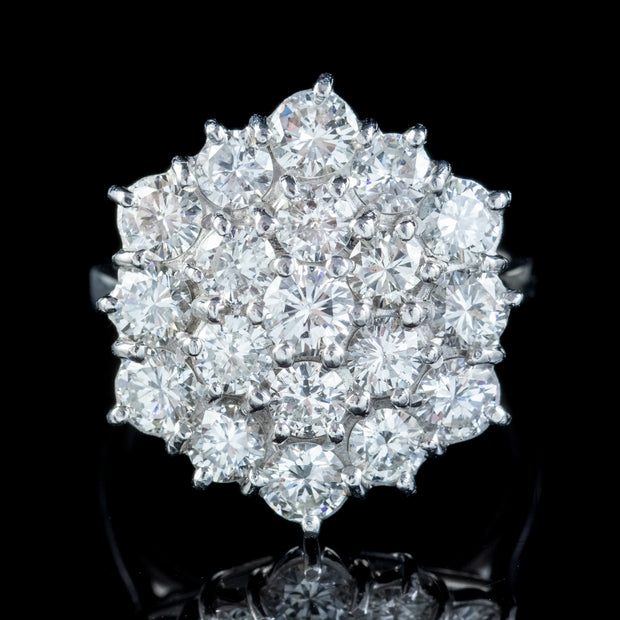Vintage Diamond Cluster Ring 18ct White Gold 4ct Of Diamond