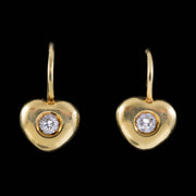 Vintage Diamond Heart Earrings 18Ct Gold Lever Backs