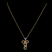 Vintage Diamond Ruby Snake Pendant Lavaliere Necklace 18Ct Gold