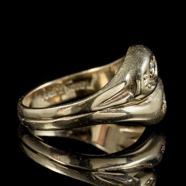 Vintage Diamond Snake Ring 9Ct Gold Wedding Band