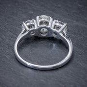 Vintage Diamond Trilogy Ring 14Ct White Gold 2Ct Of Diamond