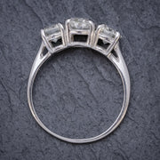 Vintage Diamond Trilogy Ring 14Ct White Gold 2Ct Of Diamond