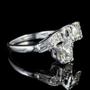 Vintage Double Diamond Twist Engagement Ring 14Ct White Gold