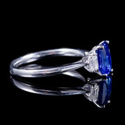 Vintage Sapphire Diamond Trilogy Ring 1.57Ct Sapphire Circa 1970