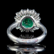 Vintage Emerald Diamond Cluster Ring Platinum 2.85Ct Emerald 0.85Ct Of Diamond back