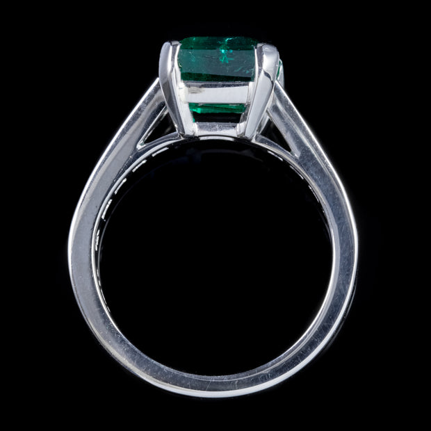 Vintage Emerald Diamond Ring Platinum 2.27Ct Emerald 0.80Ct Diamond Dated 1956
