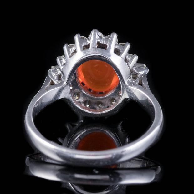 Vintage Fire Opal Diamond Cluster Ring 1.75ct Opal back