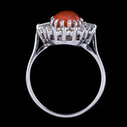 Vintage Fire Opal Diamond Cluster Ring 1.75ct Opal top