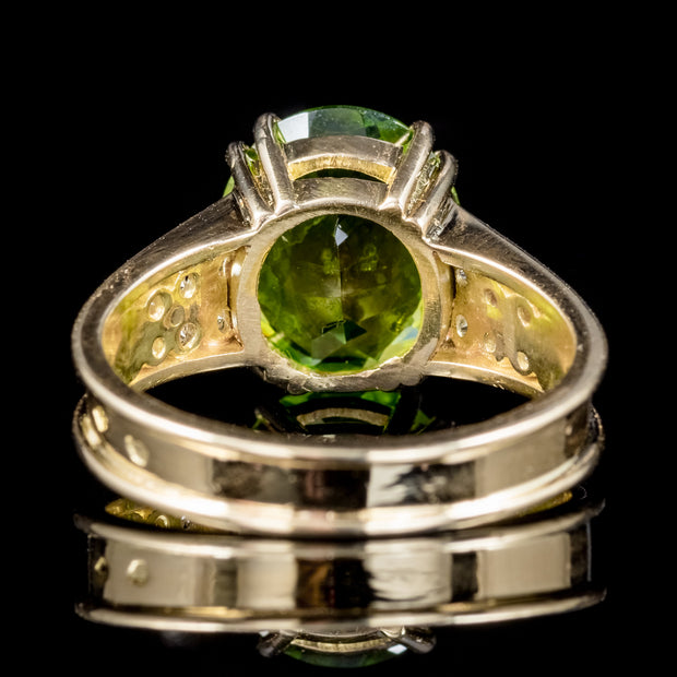 Vintage French Peridot Diamond Ring 18Ct Gold