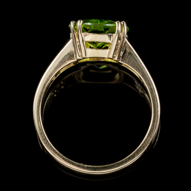 Vintage French Peridot Diamond Ring 18Ct Gold