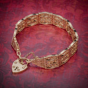 Vintage Gate Bracelet 9Ct Gold Heart Padlock Circa 1965