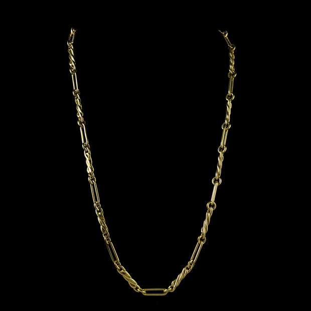 Vintage Gold Chain 18Ct Gold On Silver Albert Link Necklace