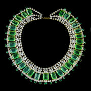 Vintage Green Paste Stone Collar Necklace Husar David Circa 1940