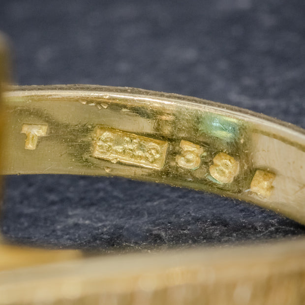 Vintage Green Tourmaline Diamond Ring 18Ct Gold Dated 1975