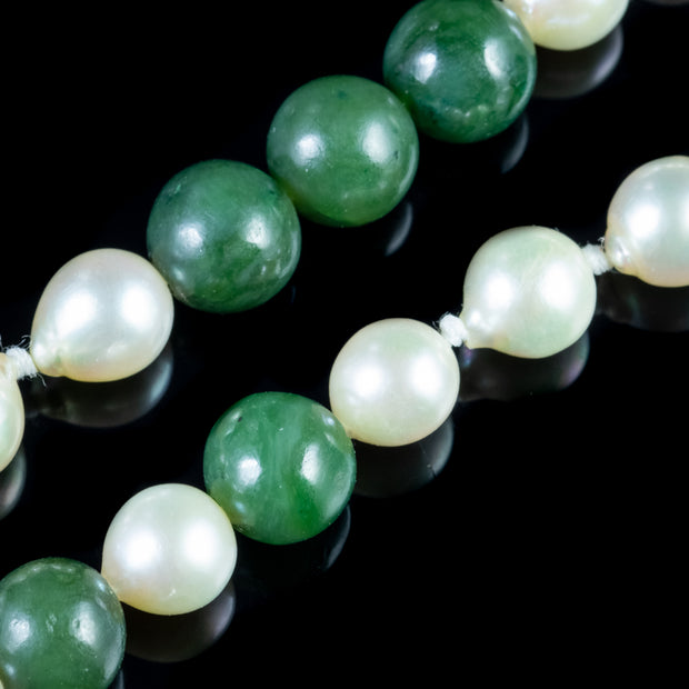 Vintage Jade And Pearl Necklace
