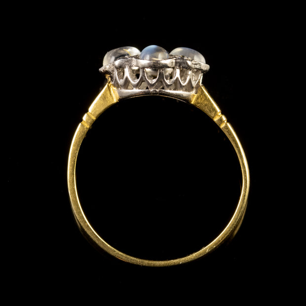 Moonstone Paste Ring 18Ct Yellow Gold Silver