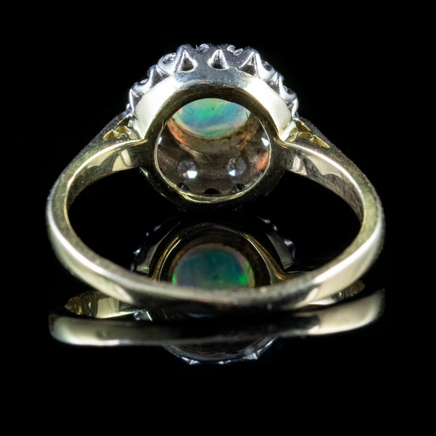 Vintage Opal Diamond Cluster Ring 18Ct Gold Dated 1964