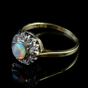 Vintage Opal Diamond Cluster Ring 18Ct Gold Dated 1964