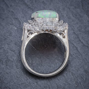 Vintage Opal Cluster Ring Platinum 6Ct Opal