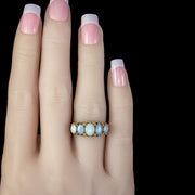 Vintage Opal Five Stone Ring 9Ct Gold 3.5Ct Of Natural Opal