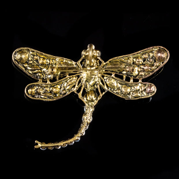 Vintage Paste Dragonfly Pendant Brooch Circa 1930