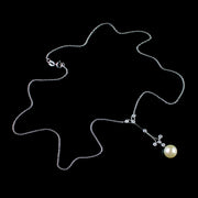 Vintage Pearl Diamond Lavaliere Pendant Necklace 18Ct White Gold