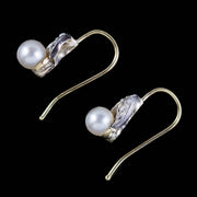 Vintage Pearl Rose Cut Diamond Earrings 18Ct Gold