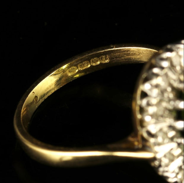 Vintage Peridot Diamond Cluster Ring Engagement Ring