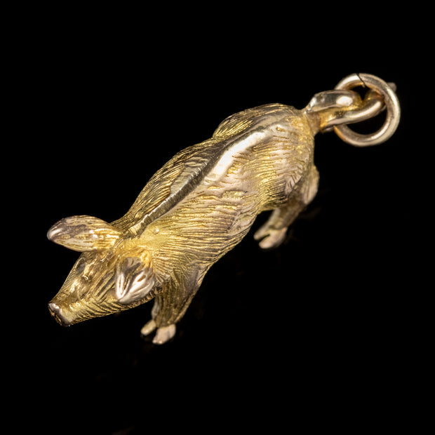 Vintage Pig Charm Pendant Solid 9Ct Gold Georg Jenson Dated 1960