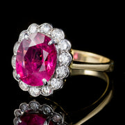 Vintage Pink Tourmaline Diamond Ring 18Ct Gold Circa 1970
