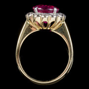 Vintage Pink Tourmaline Diamond Ring 18Ct Gold Circa 1970