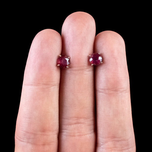 Vintage Ruby Stud Earrings 18Ct Gold 1.60Ct Of Ruby Circa 1950