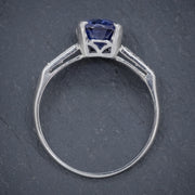 Vintage Sapphire Diamond Engagement Ring Platinum 2Ct Sapphire