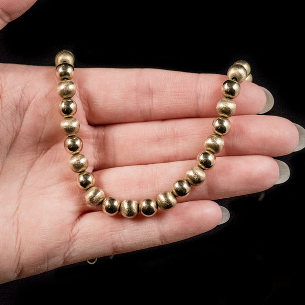 Vintage Solid 14Ct Gold Beaded Necklace
