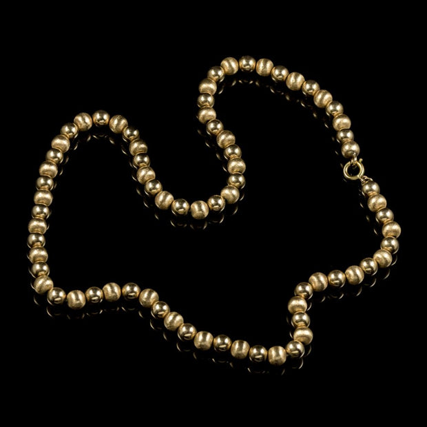 Vintage Solid 14Ct Gold Beaded Necklace