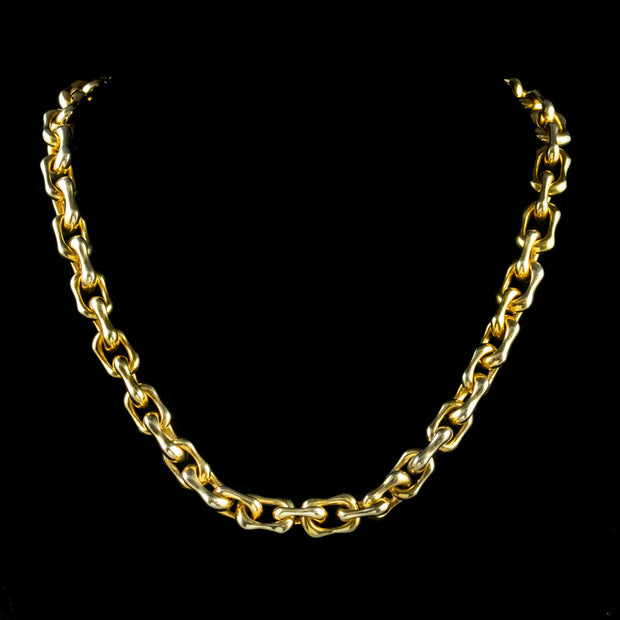Vintage Solid 18Ct Gold On Sterling Silver Link Chain Circa 1960
