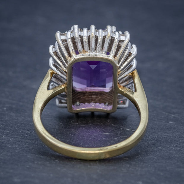 Vintage Amethyst Cluster Ring 18Ct Gold Circa 1950