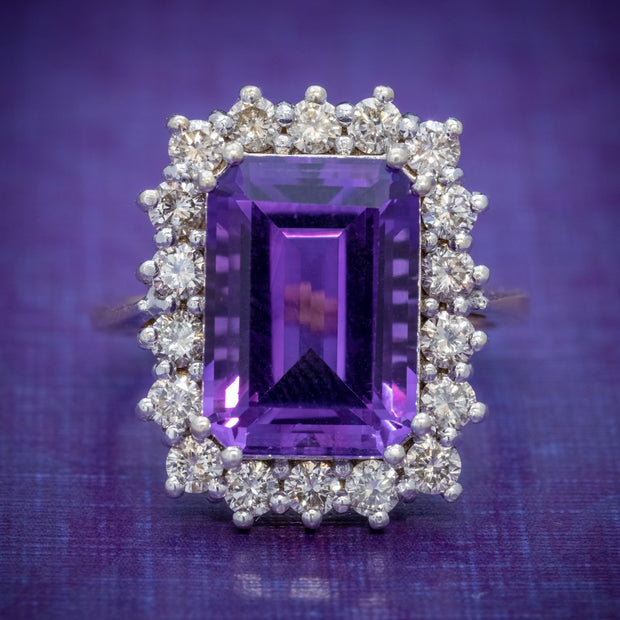 Vintage Amethyst Cluster Ring 18Ct Gold Circa 1950
