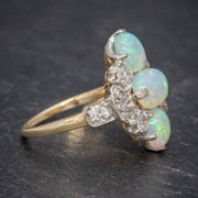 Vintage Opal Cluster Ring 14Ct Gold Platinum 5Ct Opal Circa 1930