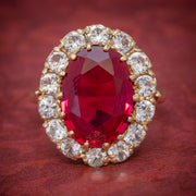 Vintage Ruby Cluster Ring 9Ct Gold 6.5Ct Ruby Dated 1971