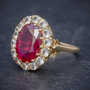 Vintage Ruby Cluster Ring 9Ct Gold 6.5Ct Ruby Dated 1971