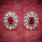 Vintage Ruby Diamond Earrings 3.50Ct Ruby 3Ct Diamonds 18Ct Gold Circa 1930