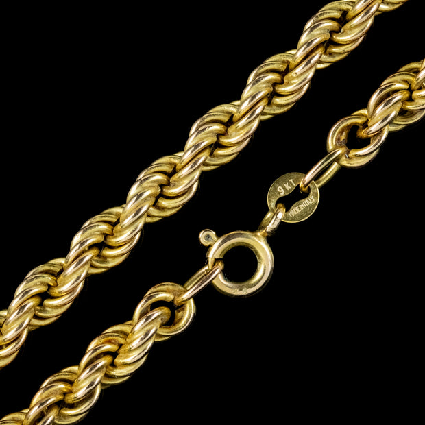 Victorian Style 9ct Gold Rope Chain Necklace 