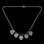 Victorian Style Acrostic Gemstone Adore Heart Charm Necklace