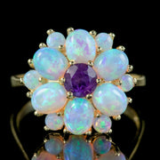 Victorian Style Amethyst Opal Flower Cluster Ring 9ct Gold 